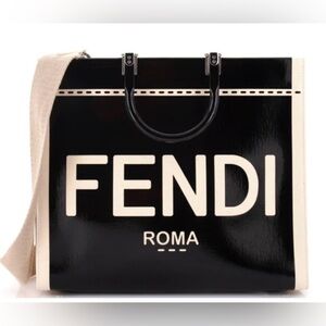Brand new FENDI sunshine black and cream  patent leather Women's tote